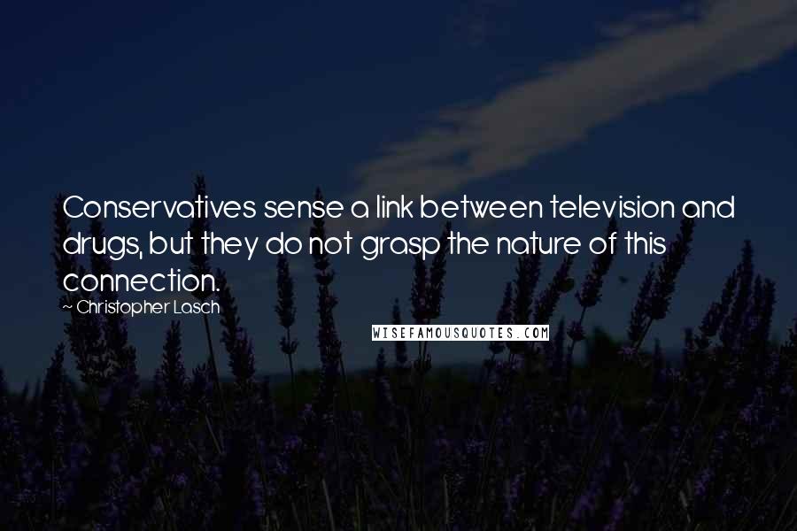 Christopher Lasch Quotes: Conservatives sense a link between television and drugs, but they do not grasp the nature of this connection.