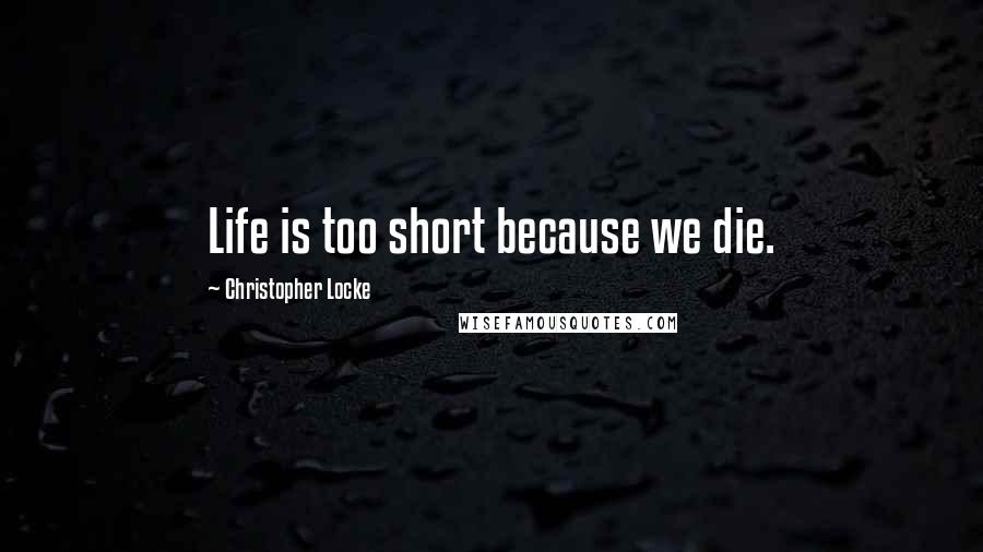 Christopher Locke Quotes: Life is too short because we die.