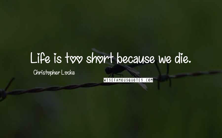 Christopher Locke Quotes: Life is too short because we die.