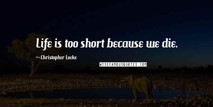 Christopher Locke Quotes: Life is too short because we die.