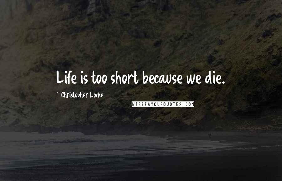 Christopher Locke Quotes: Life is too short because we die.