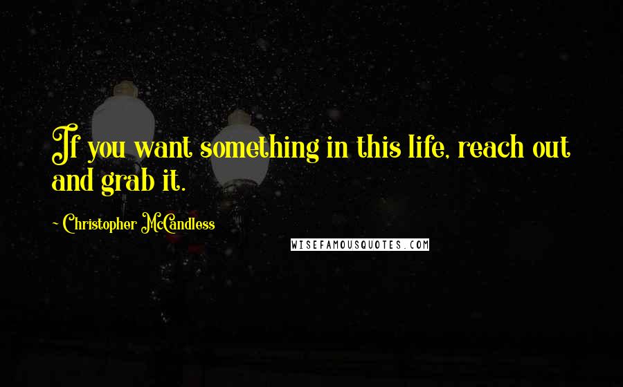 Christopher McCandless Quotes: If you want something in this life, reach out and grab it.