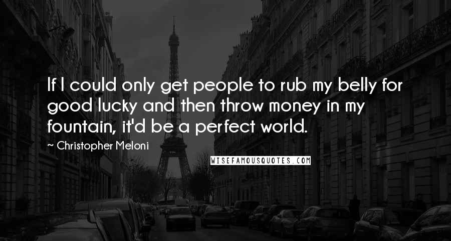 Christopher Meloni Quotes: If I could only get people to rub my belly for good lucky and then throw money in my fountain, it'd be a perfect world.