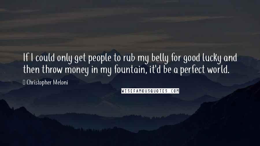 Christopher Meloni Quotes: If I could only get people to rub my belly for good lucky and then throw money in my fountain, it'd be a perfect world.