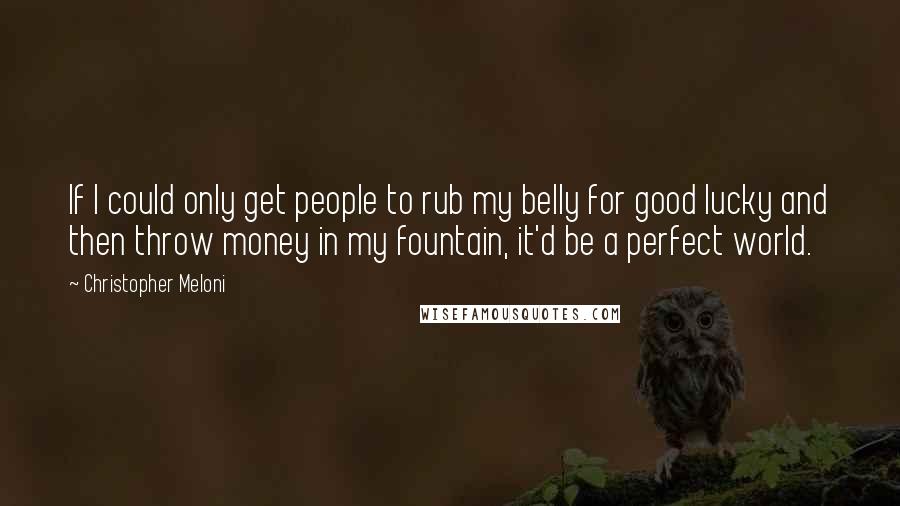 Christopher Meloni Quotes: If I could only get people to rub my belly for good lucky and then throw money in my fountain, it'd be a perfect world.