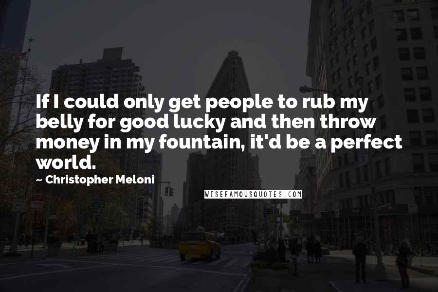 Christopher Meloni Quotes: If I could only get people to rub my belly for good lucky and then throw money in my fountain, it'd be a perfect world.