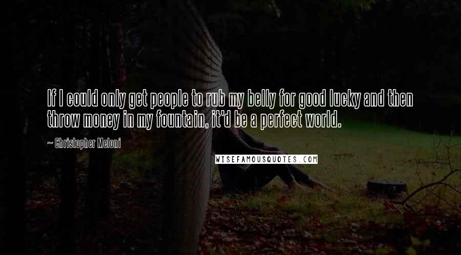 Christopher Meloni Quotes: If I could only get people to rub my belly for good lucky and then throw money in my fountain, it'd be a perfect world.