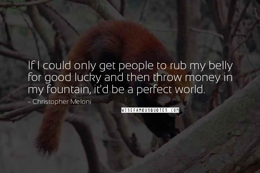 Christopher Meloni Quotes: If I could only get people to rub my belly for good lucky and then throw money in my fountain, it'd be a perfect world.