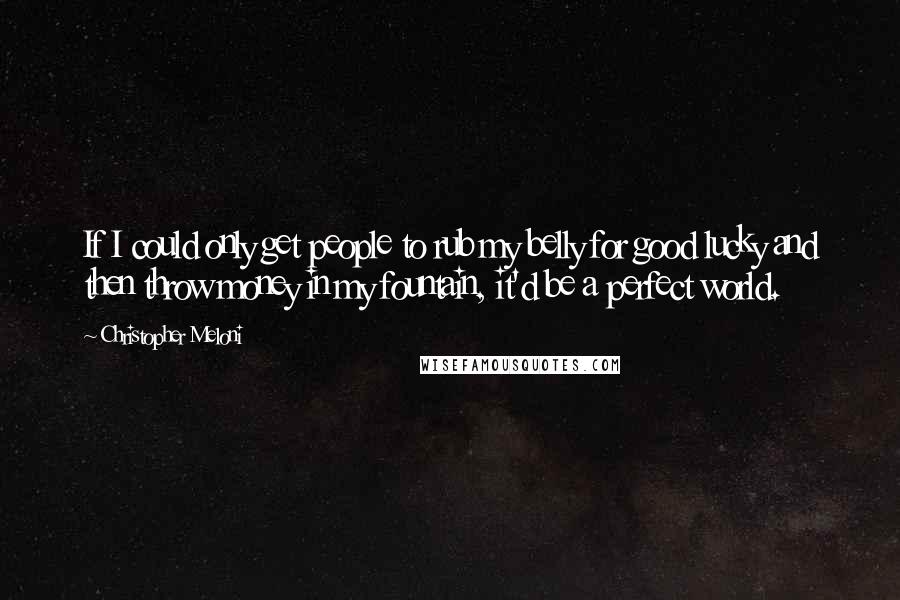 Christopher Meloni Quotes: If I could only get people to rub my belly for good lucky and then throw money in my fountain, it'd be a perfect world.