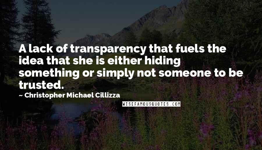 Christopher Michael Cillizza Quotes: A lack of transparency that fuels the idea that she is either hiding something or simply not someone to be trusted.