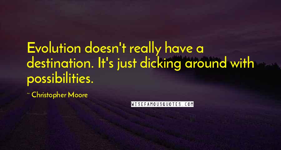 Christopher Moore Quotes: Evolution doesn't really have a destination. It's just dicking around with possibilities.