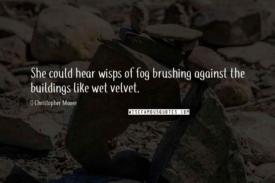 Christopher Moore Quotes: She could hear wisps of fog brushing against the buildings like wet velvet.