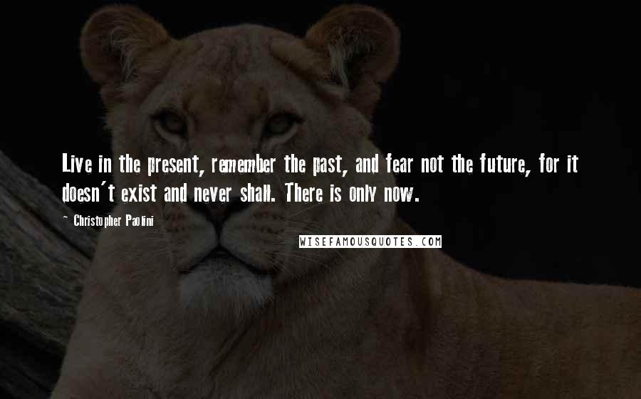 Christopher Paolini Quotes: Live in the present, remember the past, and fear not the future, for it doesn't exist and never shall. There is only now.