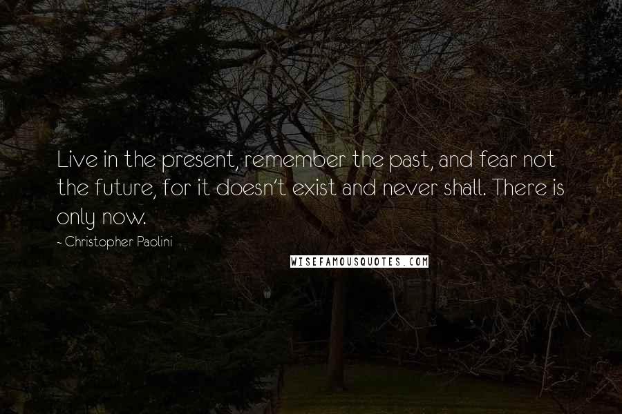 Christopher Paolini Quotes: Live in the present, remember the past, and fear not the future, for it doesn't exist and never shall. There is only now.