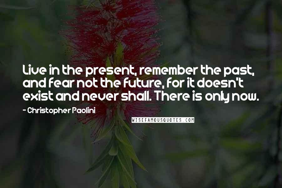 Christopher Paolini Quotes: Live in the present, remember the past, and fear not the future, for it doesn't exist and never shall. There is only now.
