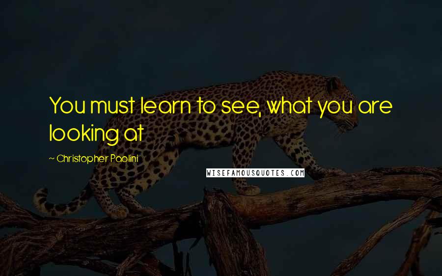 Christopher Paolini Quotes: You must learn to see, what you are looking at