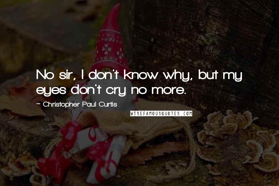 Christopher Paul Curtis Quotes: No sir, I don't know why, but my eyes don't cry no more.