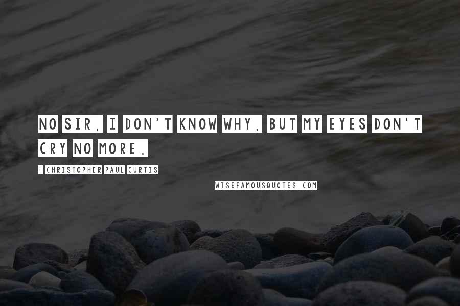 Christopher Paul Curtis Quotes: No sir, I don't know why, but my eyes don't cry no more.