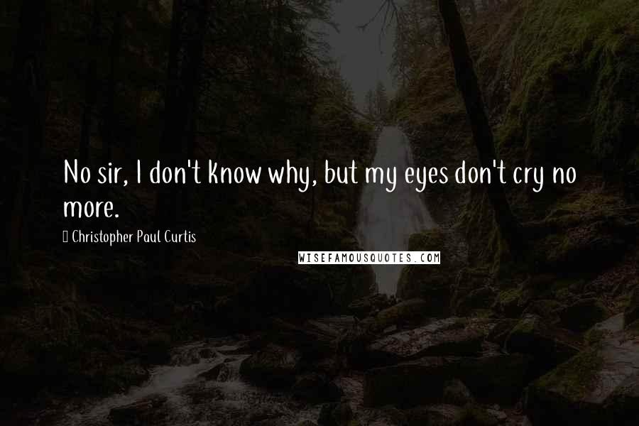 Christopher Paul Curtis Quotes: No sir, I don't know why, but my eyes don't cry no more.