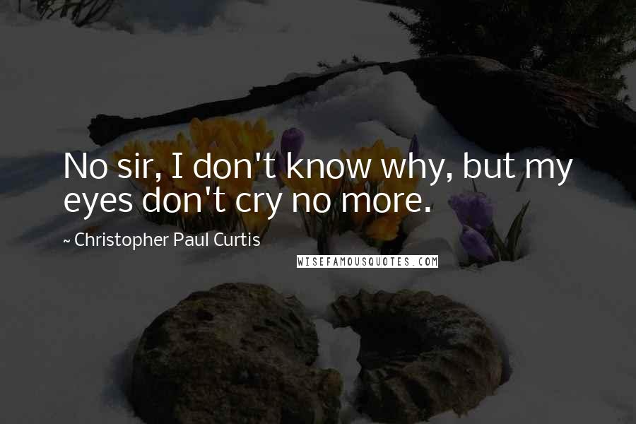 Christopher Paul Curtis Quotes: No sir, I don't know why, but my eyes don't cry no more.