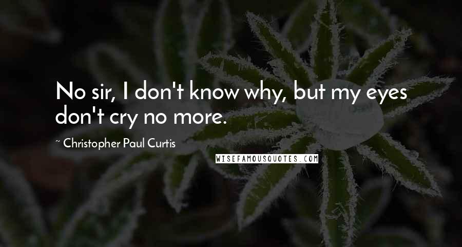 Christopher Paul Curtis Quotes: No sir, I don't know why, but my eyes don't cry no more.