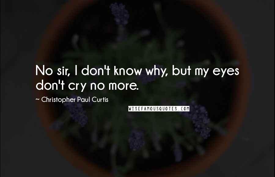 Christopher Paul Curtis Quotes: No sir, I don't know why, but my eyes don't cry no more.