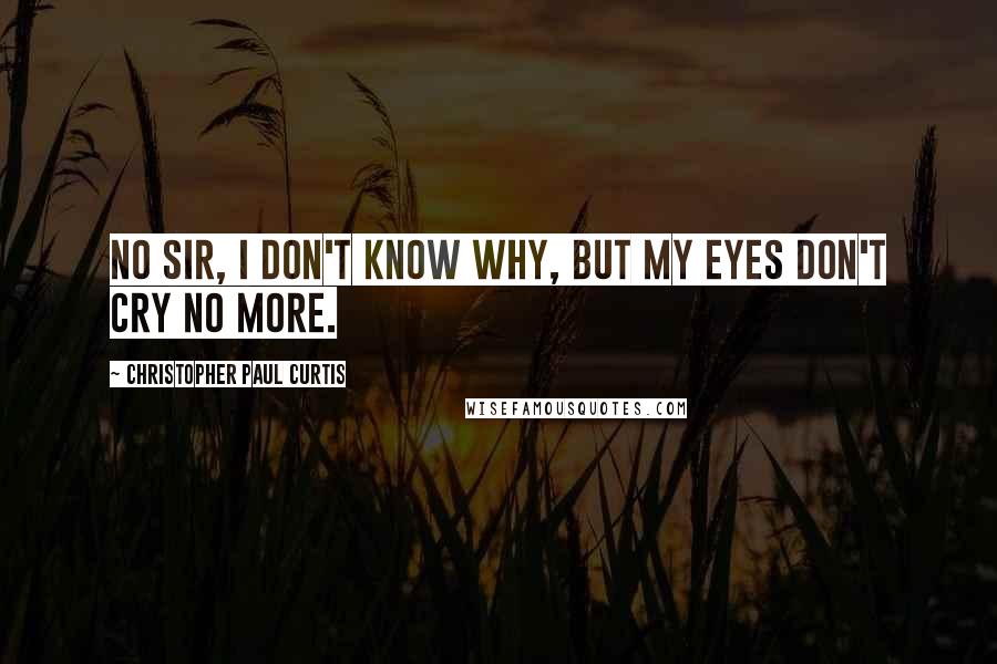 Christopher Paul Curtis Quotes: No sir, I don't know why, but my eyes don't cry no more.