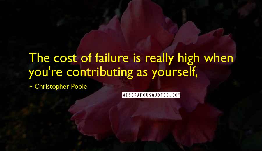 Christopher Poole Quotes: The cost of failure is really high when you're contributing as yourself,