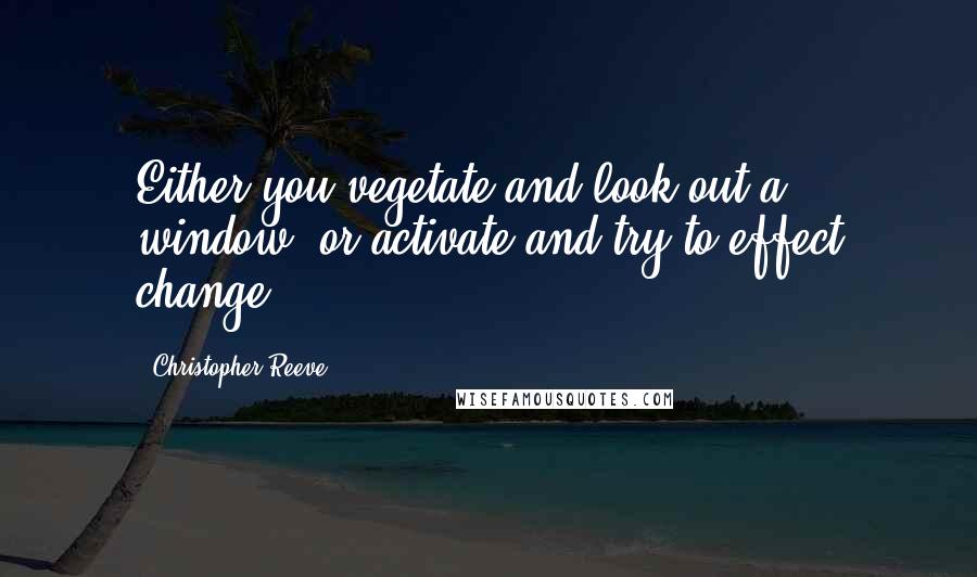 Christopher Reeve Quotes: Either you vegetate and look out a window, or activate and try to effect change.