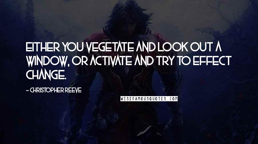 Christopher Reeve Quotes: Either you vegetate and look out a window, or activate and try to effect change.