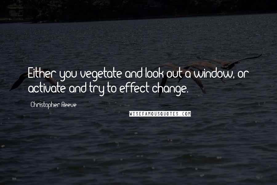 Christopher Reeve Quotes: Either you vegetate and look out a window, or activate and try to effect change.