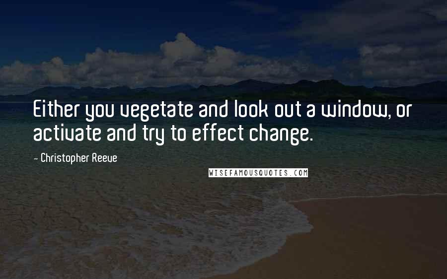 Christopher Reeve Quotes: Either you vegetate and look out a window, or activate and try to effect change.