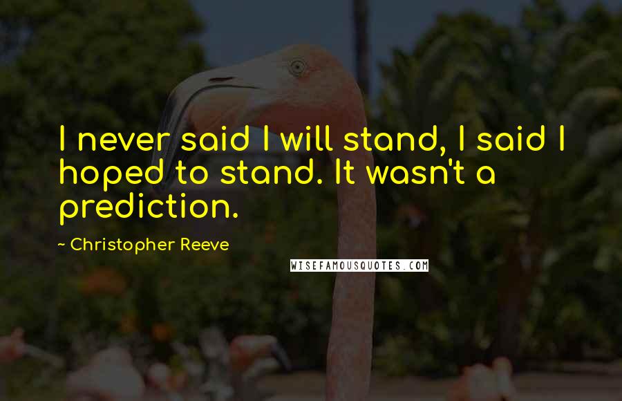 Christopher Reeve Quotes: I never said I will stand, I said I hoped to stand. It wasn't a prediction.