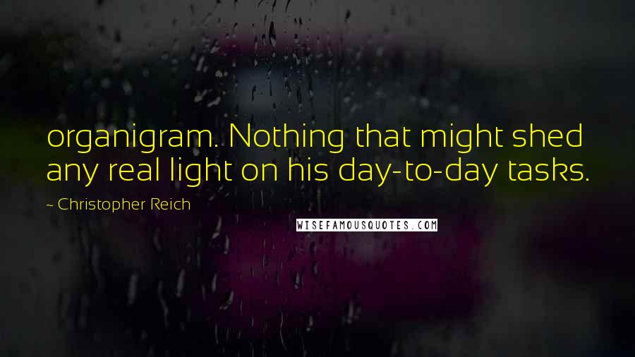 Christopher Reich Quotes: organigram. Nothing that might shed any real light on his day-to-day tasks.