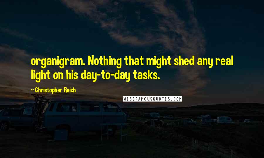 Christopher Reich Quotes: organigram. Nothing that might shed any real light on his day-to-day tasks.