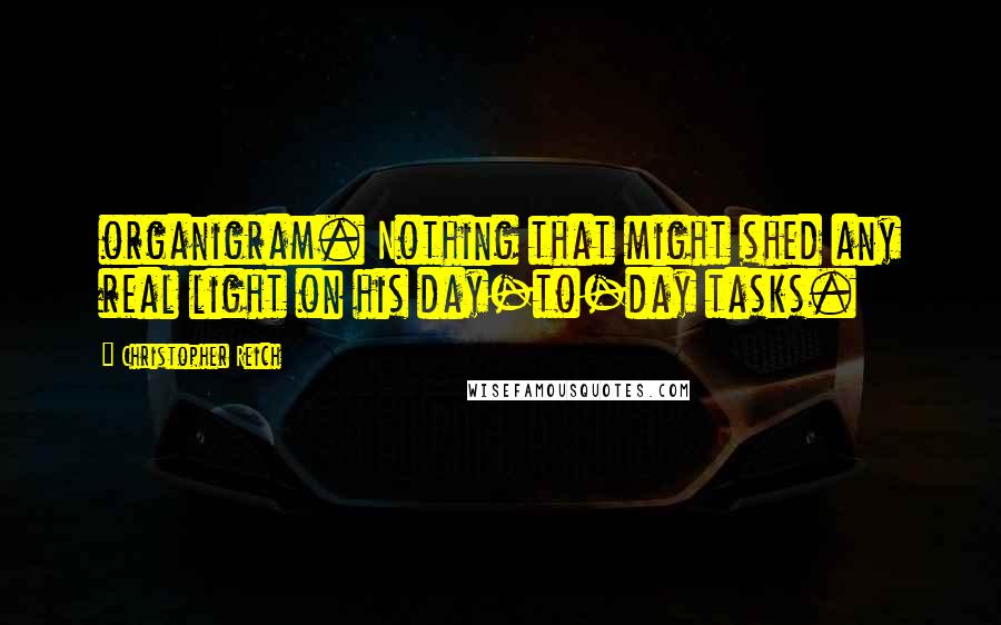 Christopher Reich Quotes: organigram. Nothing that might shed any real light on his day-to-day tasks.