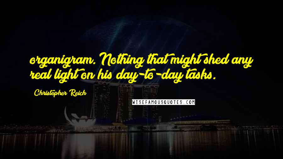 Christopher Reich Quotes: organigram. Nothing that might shed any real light on his day-to-day tasks.