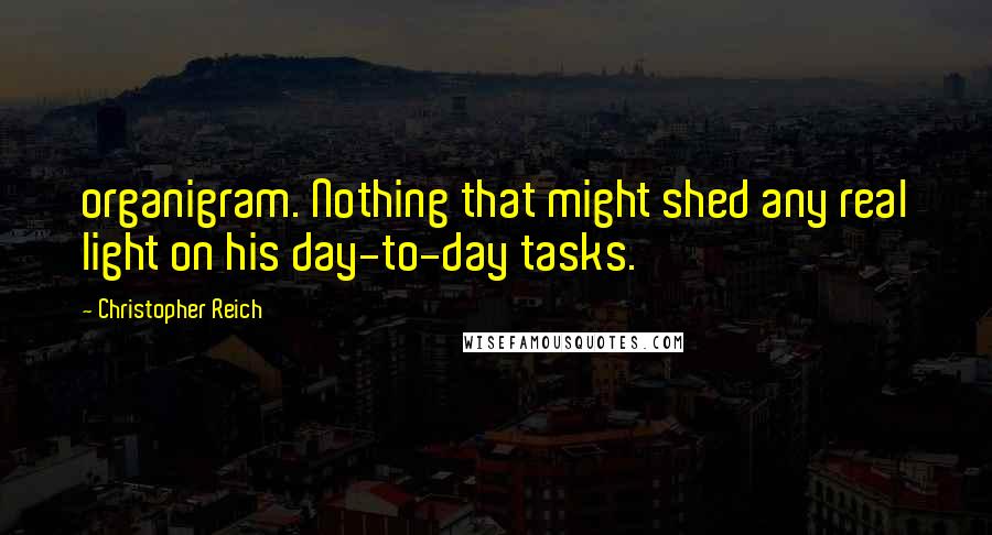 Christopher Reich Quotes: organigram. Nothing that might shed any real light on his day-to-day tasks.