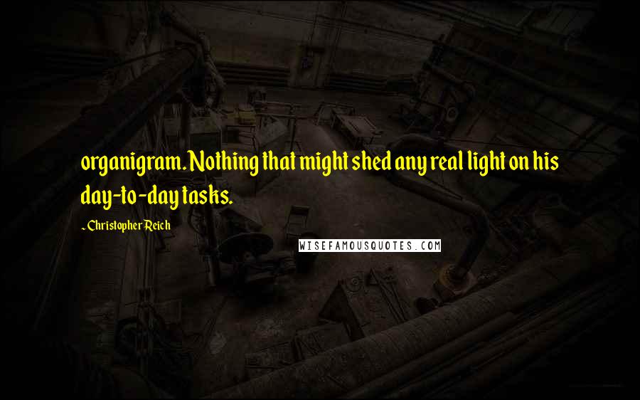 Christopher Reich Quotes: organigram. Nothing that might shed any real light on his day-to-day tasks.