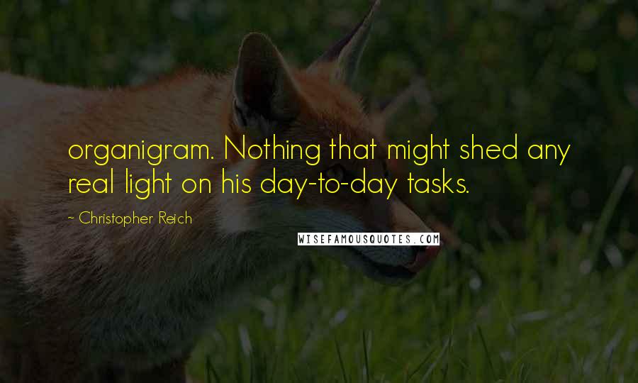Christopher Reich Quotes: organigram. Nothing that might shed any real light on his day-to-day tasks.