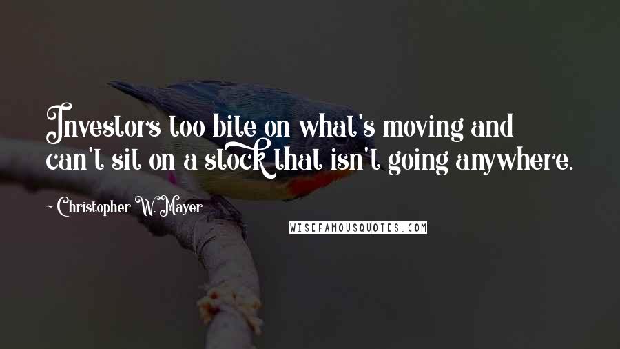 Christopher W. Mayer Quotes: Investors too bite on what's moving and can't sit on a stock that isn't going anywhere.