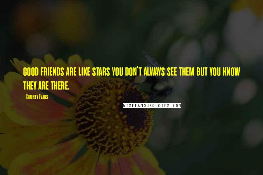 Christy Evans Quotes: good friends are like stars you don't always see them but you know they are there.