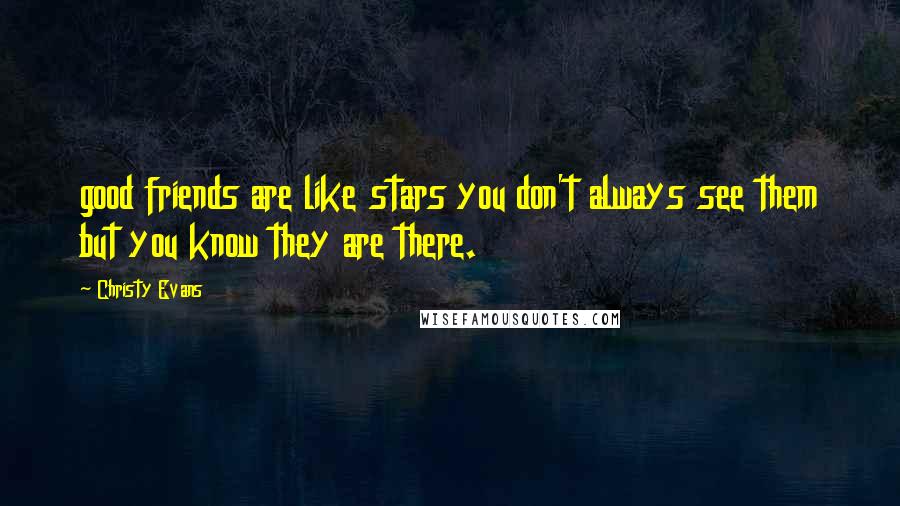 Christy Evans Quotes: good friends are like stars you don't always see them but you know they are there.