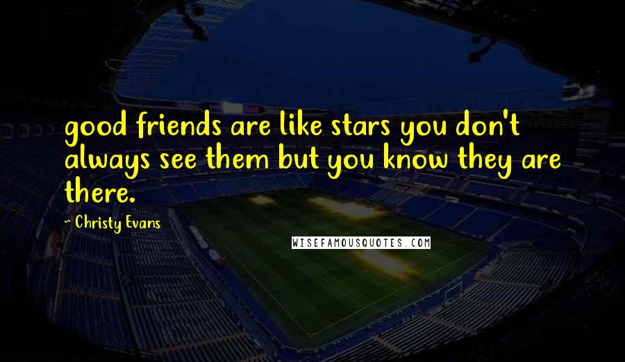 Christy Evans Quotes: good friends are like stars you don't always see them but you know they are there.