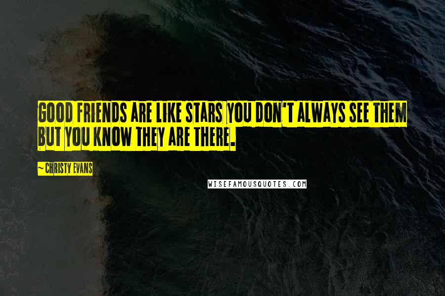 Christy Evans Quotes: good friends are like stars you don't always see them but you know they are there.