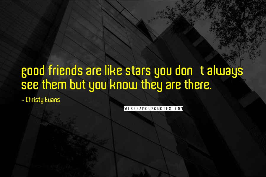 Christy Evans Quotes: good friends are like stars you don't always see them but you know they are there.