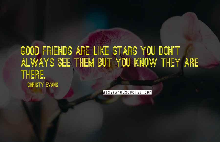 Christy Evans Quotes: good friends are like stars you don't always see them but you know they are there.