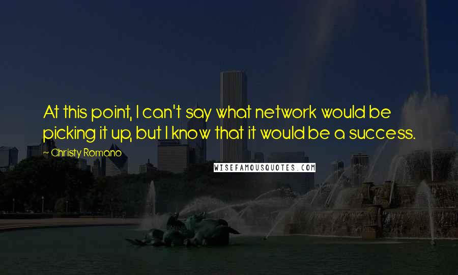 Christy Romano Quotes: At this point, I can't say what network would be picking it up, but I know that it would be a success.