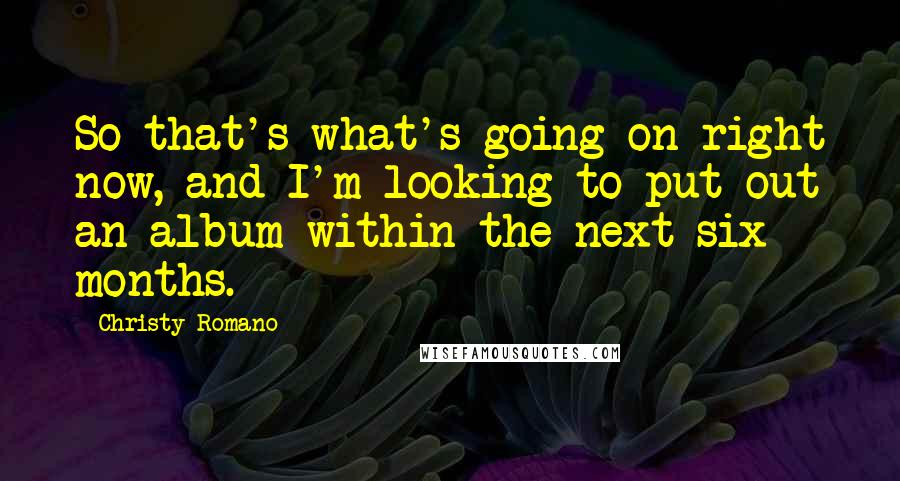 Christy Romano Quotes: So that's what's going on right now, and I'm looking to put out an album within the next six months.