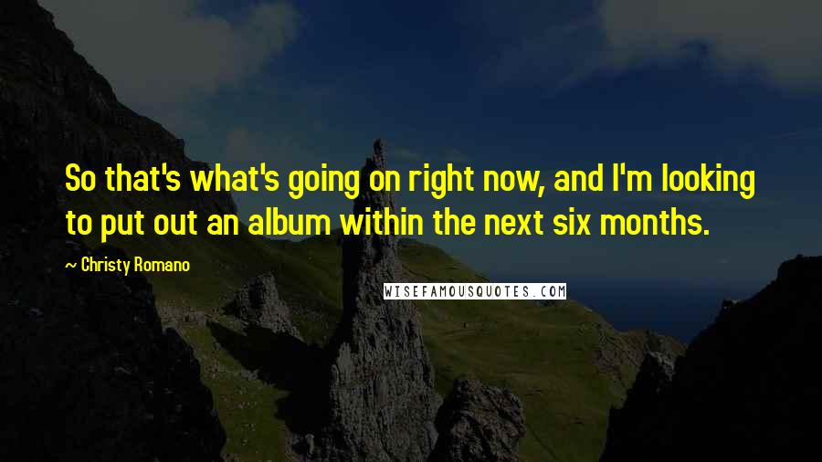 Christy Romano Quotes: So that's what's going on right now, and I'm looking to put out an album within the next six months.